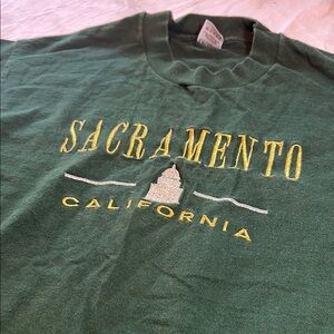 Green Embroidered Gold Green Sacramento California T-Shirt